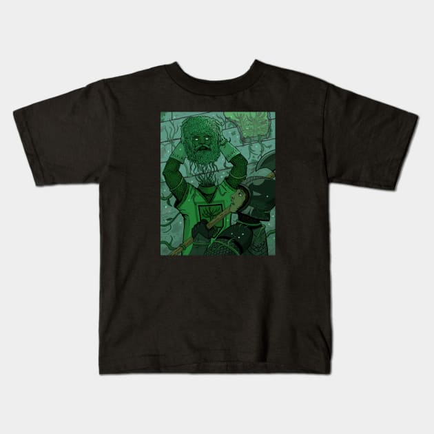 Sir Gawain Vs The Green Knight Kids T-Shirt by Matt Conover Art